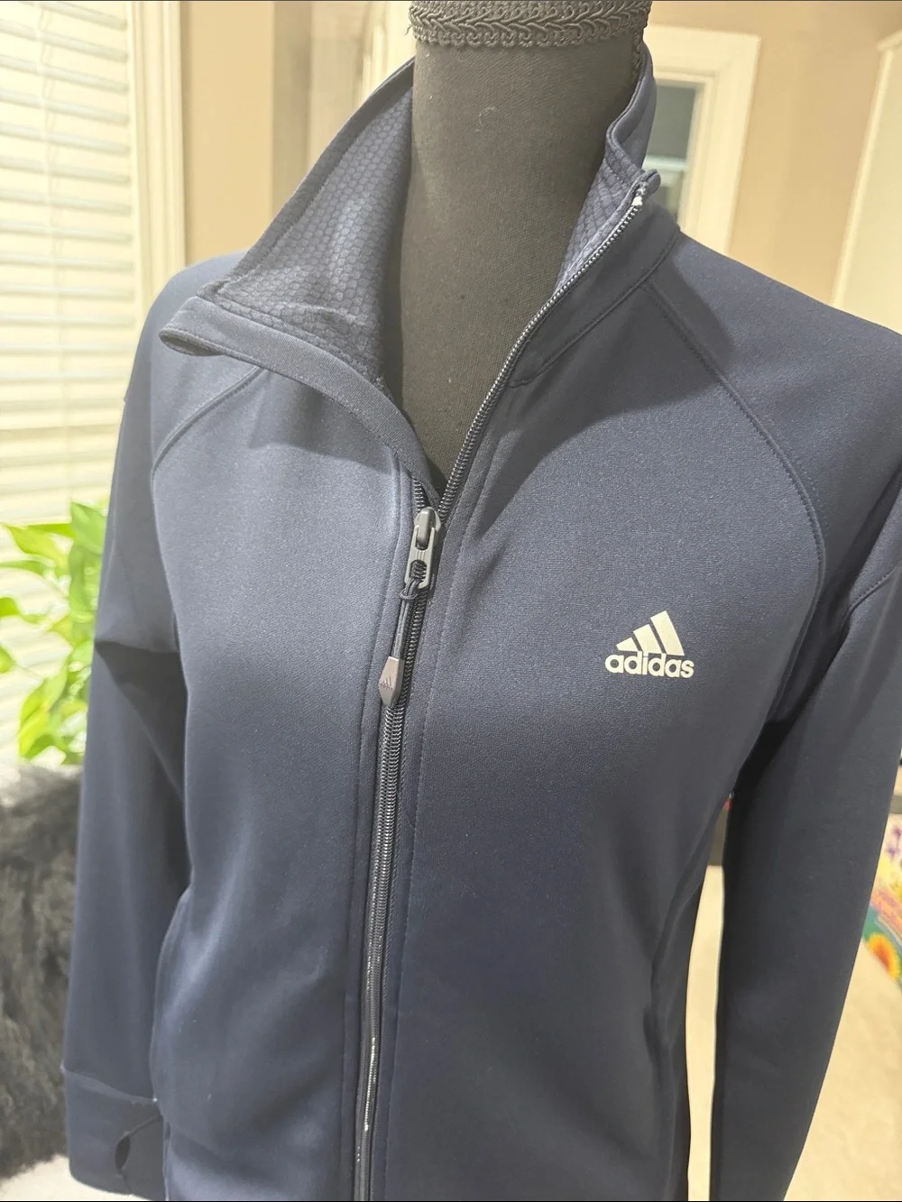 adidas Navy Full-Zip Athletic Jacket